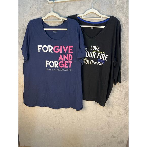Catherine's Graphic T-Shirts 1X Lot of 2 Lounge Workout - Picture 1 of 7